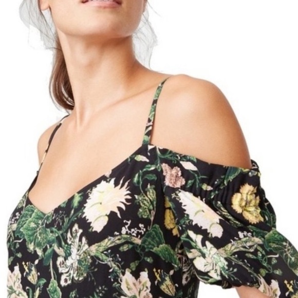 CLUB MONACO GRACELLA OFF THE SHOULDER MIDI DRESS FLORAL - Picture 2 of 7